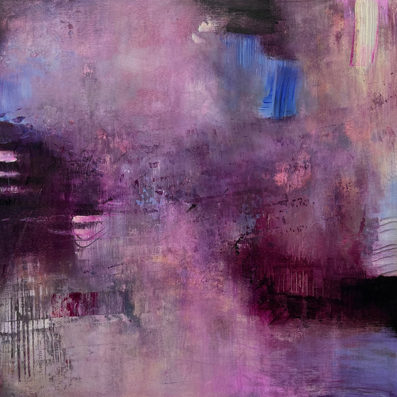 Echoes by Caroline Lowe. Abstract acrylic painting on board.
